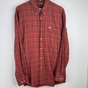 Barbour Flannel XXL Button Down Plaid Burnt Orange Rust Classic Preppy Old Money